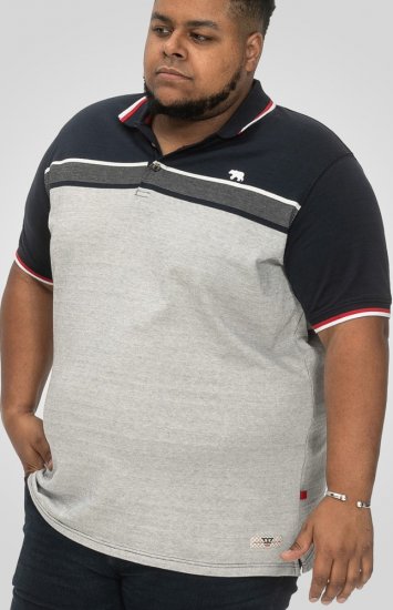 D555 Tipton Stripe Jacquard Short Sleeve Polo Navy - Polokošele - Polokošele 2XL-8XL