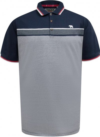 D555 Tipton Stripe Jacquard Short Sleeve Polo Navy - Polokošele - Polokošele 2XL-8XL