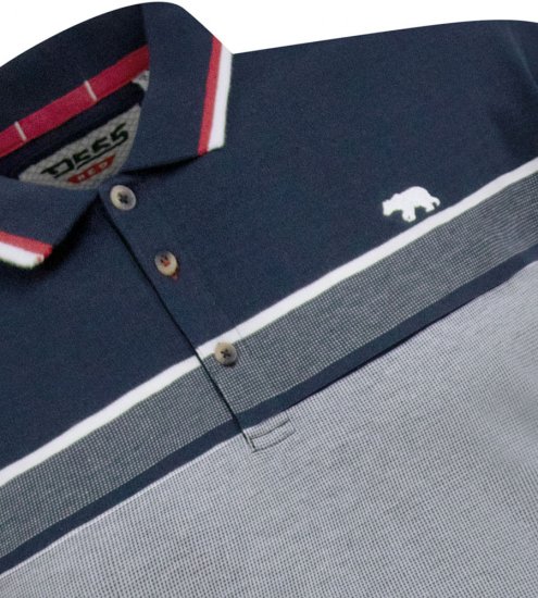 D555 Tipton Stripe Jacquard Short Sleeve Polo Navy - Polokošele - Polokošele 2XL-8XL