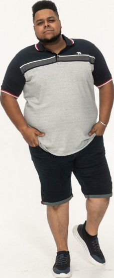 D555 Tipton Stripe Jacquard Short Sleeve Polo Navy - Polokošele - Polokošele 2XL-8XL