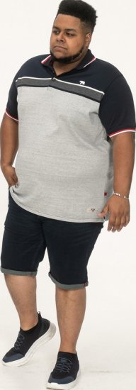 D555 Tipton Stripe Jacquard Short Sleeve Polo Navy - Polokošele - Polokošele 2XL-8XL