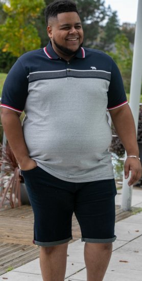 D555 Tipton Stripe Jacquard Short Sleeve Polo Navy - Polokošele - Polokošele 2XL-8XL