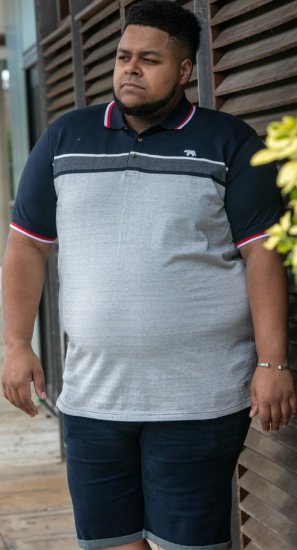 D555 Tipton Stripe Jacquard Short Sleeve Polo Navy - Polokošele - Polokošele 2XL-8XL