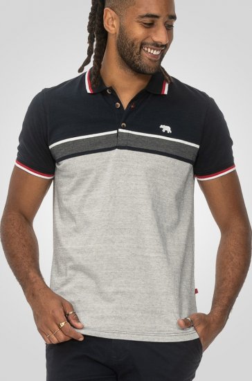 D555 Tipton Stripe Jacquard Short Sleeve Polo Navy - Polokošele - Polokošele 2XL-8XL