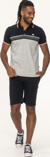 D555 Tipton Stripe Jacquard Short Sleeve Polo Navy - Polokošele - Polokošele 2XL-8XL