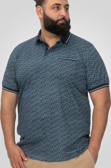 D555 Woolwich AOP Polo Shirt With Ribbed Collar Blue - Polokošele - Polokošele 2XL-8XL