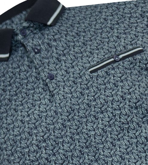 D555 Woolwich AOP Polo Shirt With Ribbed Collar Blue - Polokošele - Polokošele 2XL-8XL