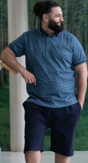 D555 Woolwich AOP Polo Shirt With Ribbed Collar Blue - Polokošele - Polokošele 2XL-8XL
