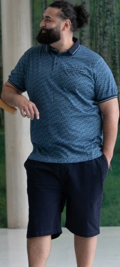 D555 Woolwich AOP Polo Shirt With Ribbed Collar Blue - Polokošele - Polokošele 2XL-8XL