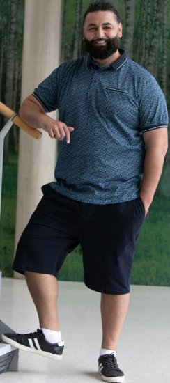 D555 Woolwich AOP Polo Shirt With Ribbed Collar Blue - Polokošele - Polokošele 2XL-8XL