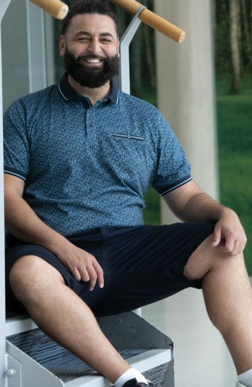 D555 Woolwich AOP Polo Shirt With Ribbed Collar Blue - Polokošele - Polokošele 2XL-8XL