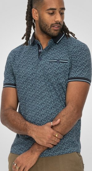 D555 Woolwich AOP Polo Shirt With Ribbed Collar Blue - Polokošele - Polokošele 2XL-8XL