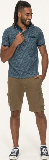 D555 Woolwich AOP Polo Shirt With Ribbed Collar Blue - Polokošele - Polokošele 2XL-8XL