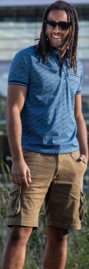 D555 Woolwich AOP Polo Shirt With Ribbed Collar Blue - Polokošele - Polokošele 2XL-8XL