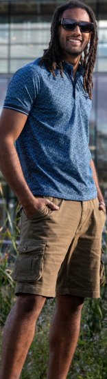 D555 Woolwich AOP Polo Shirt With Ribbed Collar Blue - Polokošele - Polokošele 2XL-8XL