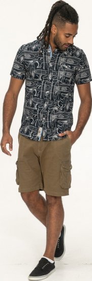 D555 Worthing Surf AOP Short Sleeve Button Down Collar Shirt Navy - Košele - Košele 2XL-10XL