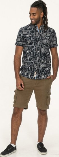 D555 Worthing Surf AOP Short Sleeve Button Down Collar Shirt Navy - Košele - Košele 2XL-10XL