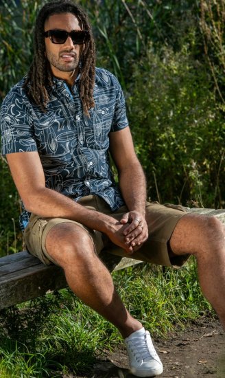 D555 Worthing Surf AOP Short Sleeve Button Down Collar Shirt Navy - Košele - Košele 2XL-10XL