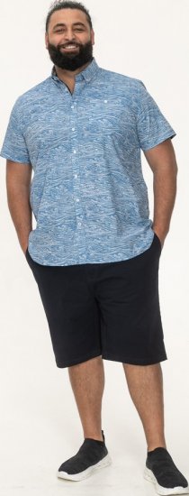 D555 Torquay AOP Short Sleeve Button Down Collar Shirt Blue Wave - Košele - Košele 2XL-10XL