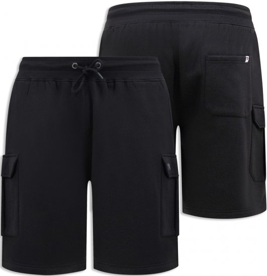 D555 Wigan 2 Elasticated Waist Fleece Cargo Shorts Black - Tepláky & teplákové kraťasy - Tepláky & Teplákové kraťasy - 2XL-12XL