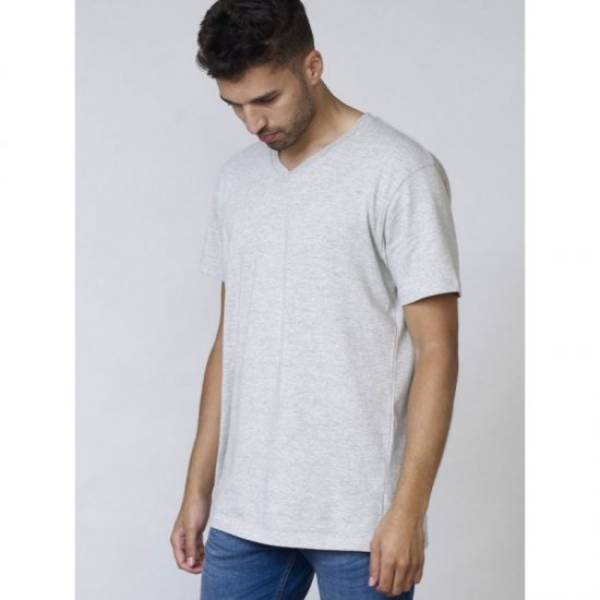 D555 Signature V-neck T-shirt Grey - Tričká - Nadrozmerné tričká - 2XL-14XL
