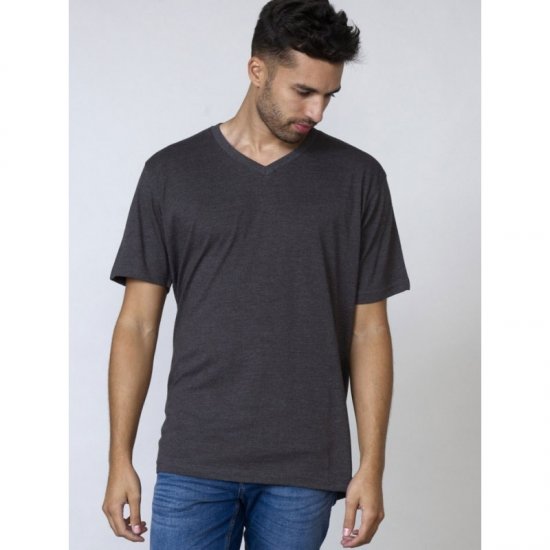 D555 Signature V-neck T-shirt Charcoal - Tričká - Nadrozmerné tričká - 2XL-14XL