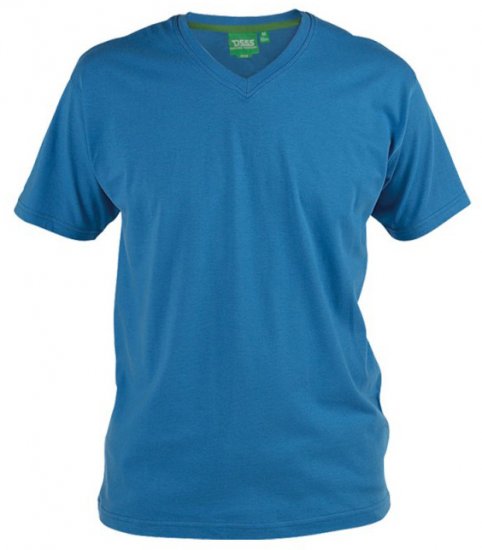 D555 Signature V-neck T-shirt Blue - Tričká - Nadrozmerné tričká - 2XL-14XL
