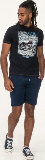 D555 Knowle Detroit Motor Bike Printed Crew Neck T-Shirt Navy - Tričká - Nadrozmerné tričká - 2XL-14XL