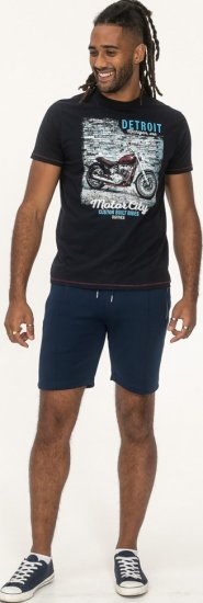 D555 Knowle Detroit Motor Bike Printed Crew Neck T-Shirt Navy - Tričká - Nadrozmerné tričká - 2XL-14XL