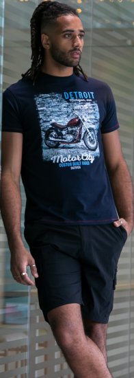 D555 Knowle Detroit Motor Bike Printed Crew Neck T-Shirt Navy - Tričká - Nadrozmerné tričká - 2XL-14XL