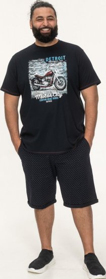 D555 Knowle Detroit Motor Bike Printed Crew Neck T-Shirt Navy - Tričká - Nadrozmerné tričká - 2XL-14XL