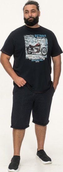 D555 Knowle Detroit Motor Bike Printed Crew Neck T-Shirt Navy - Tričká - Nadrozmerné tričká - 2XL-14XL