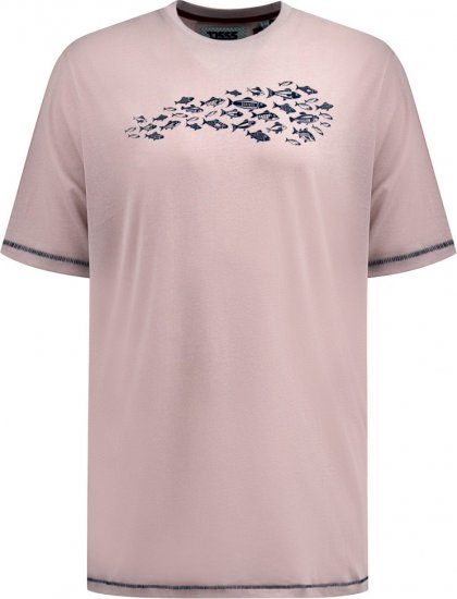 D555 Bournemouth Shoal Of Fish Printed Crew Neck T-Shirt Pink - Tričká - Nadrozmerné tričká - 2XL-14XL