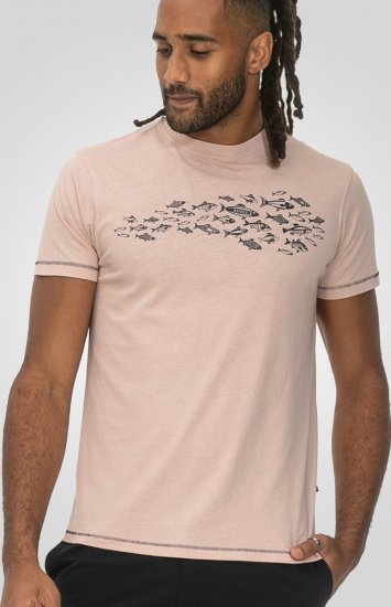 D555 Bournemouth Shoal Of Fish Printed Crew Neck T-Shirt Pink - Tričká - Nadrozmerné tričká - 2XL-14XL