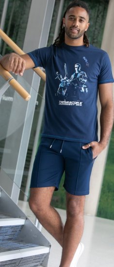 D555 Cameron Official Terminator Printed Crew Neck T-Shirt Dark Navy - Tričká - Nadrozmerné tričká - 2XL-14XL