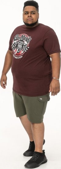 D555 Loughborough Official Gas Monkey Crew Neck T-Shirt Burgundy Black Twist - Tričká - Nadrozmerné tričká - 2XL-14XL