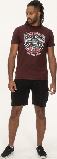 D555 Loughborough Official Gas Monkey Crew Neck T-Shirt Burgundy Black Twist - Tričká - Nadrozmerné tričká - 2XL-14XL