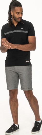 D555 Stafford Cut And Sew Embroidery Stripe Short Sleeve Polo Black - Polokošele - Polokošele 2XL-8XL