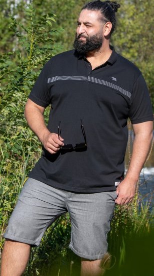 D555 Stafford Cut And Sew Embroidery Stripe Short Sleeve Polo Black - Polokošele - Polokošele 2XL-8XL