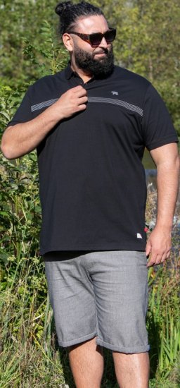 D555 Stafford Cut And Sew Embroidery Stripe Short Sleeve Polo Black - Polokošele - Polokošele 2XL-8XL