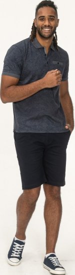 D555 Uttoxeter AOP Leaf Print Short Sleeve Polo Denim - Polokošele - Polokošele 2XL-8XL