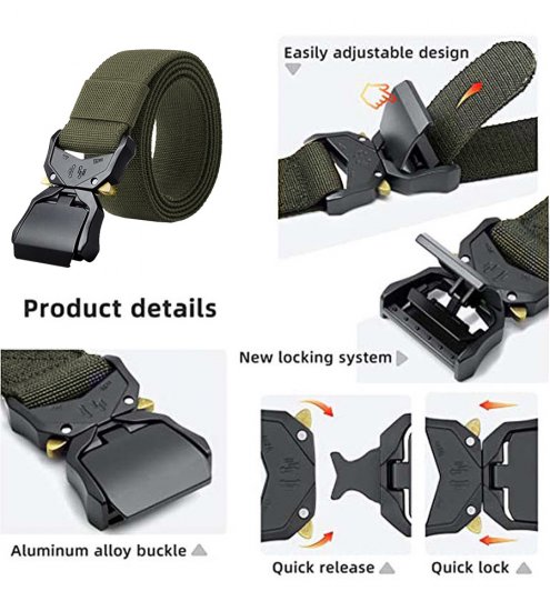 D555 Dale Tactical Stretch Webbing Belt with Heavy Duty Quick Release Buckle Khaki - Opasky - Opasky W40-W70/2XL-8XL