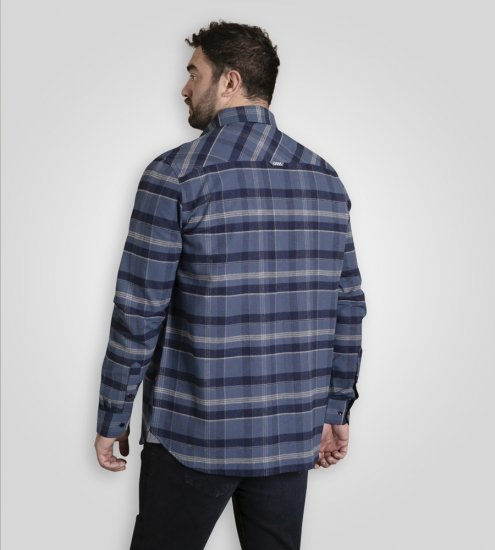 D555 Shrewsbury Long Sleeve with Chest Pocket Blue/Navy Check TALL SIZES - PÁNSKE OBLEČENIE MT-6XLT - Veľkosti pre VYSOKÝCH