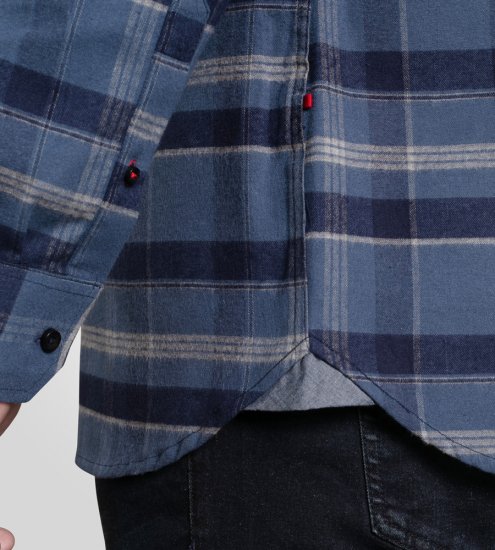 D555 Shrewsbury Long Sleeve with Chest Pocket Blue/Navy Check TALL SIZES - PÁNSKE OBLEČENIE MT-6XLT - Veľkosti pre VYSOKÝCH