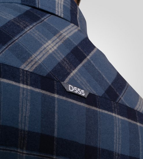 D555 Shrewsbury Long Sleeve with Chest Pocket Blue/Navy Check TALL SIZES - PÁNSKE OBLEČENIE MT-6XLT - Veľkosti pre VYSOKÝCH