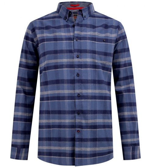 D555 Shrewsbury Long Sleeve with Chest Pocket Blue/Navy Check TALL SIZES - PÁNSKE OBLEČENIE MT-6XLT - Veľkosti pre VYSOKÝCH