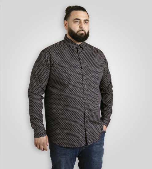 D555 Sheffield Long Sleeve AOP Micro Gold Shirt Navy - Košele - Košele 2XL-10XL