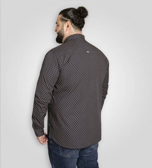 D555 Sheffield Long Sleeve AOP Micro Gold Shirt Navy - Košele - Košele 2XL-10XL