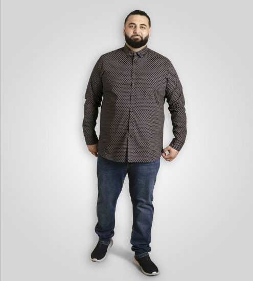 D555 Sheffield Long Sleeve AOP Micro Gold Shirt Navy - Košele - Košele 2XL-10XL
