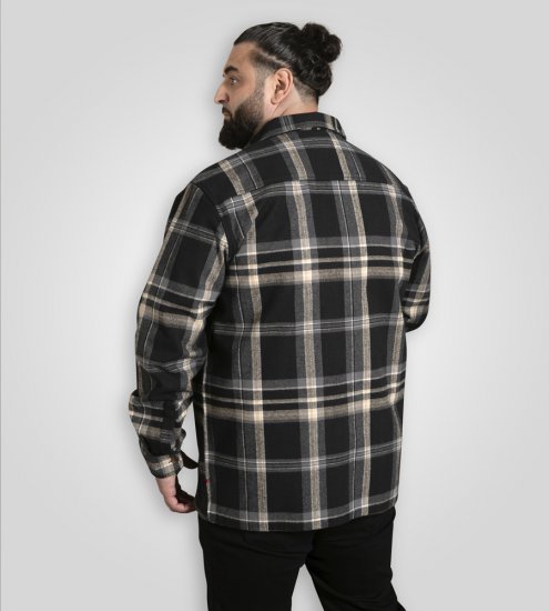 D555 Falkirk Long Sleeve Heavy Shacket Overshirt Black/Grey - Košele - Košele 2XL-10XL
